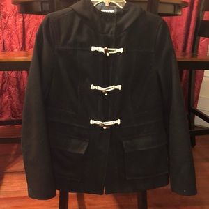 Hooded wool pea coat